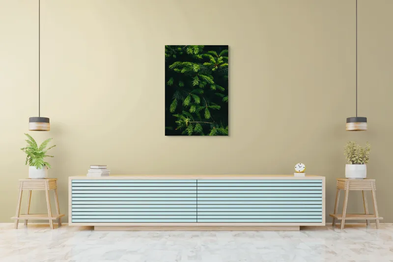 Tablou Canvas, "Crengile verzi ale unui brad", Verde, Frunze, Ramuri, Natura, Textura, 70 x 100 cm – poza 5
