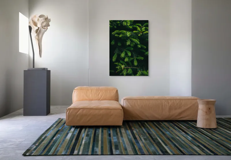 Tablou Canvas, "Crengile verzi ale unui brad", Verde, Frunze, Ramuri, Natura, Textura, 70 x 100 cm – poza 7