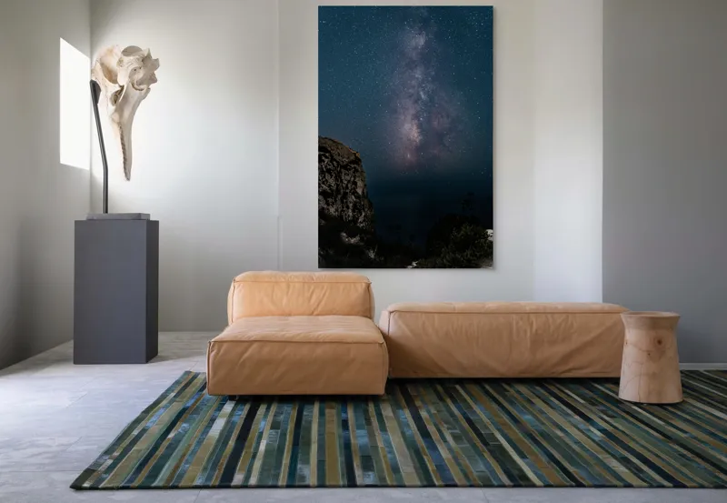Tablou Canvas, "Calea Lactee deasupra stâncilor întunecate", Stele, Cer, Clif, Noapte, Galaxie, Strălucire, Infinit, Natură, Mister, Frumusețe, 100 x 150 cm – poza 7