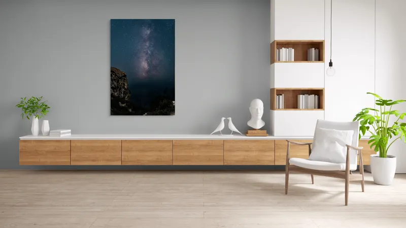 Tablou Canvas, "Calea Lactee deasupra stâncilor întunecate", Stele, Cer, Clif, Noapte, Galaxie, Strălucire, Infinit, Natură, Mister, Frumusețe, 100 x 150 cm – poza 8