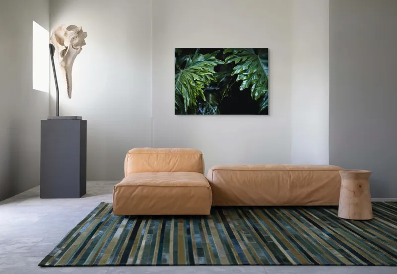 Tablou Canvas, "Frumusețea frunzelor tropicale verzi", Frunze, Verde, Lucioase, Umbre, Vegetație, Textură, Tropice, Natură, Profunditate., 100 x 70 cm – poza 7