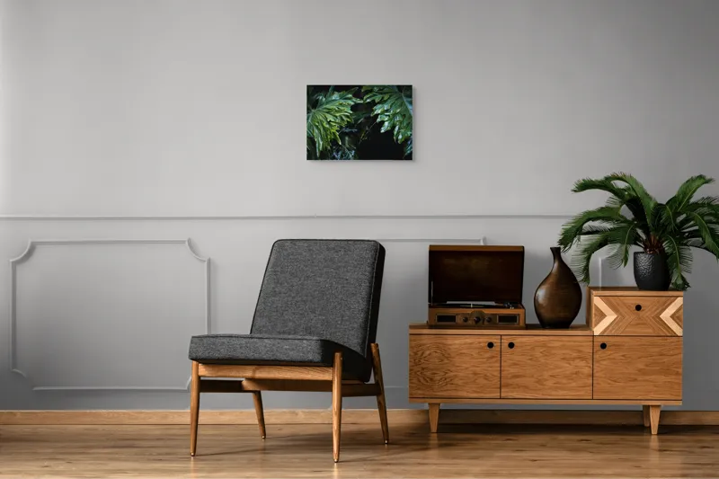 Tablou Canvas, "Frumusețea frunzelor tropicale verzi", Frunze, Verde, Lucioase, Umbre, Vegetație, Textură, Tropice, Natură, Profunditate., 54 x 39 cm – poza 7