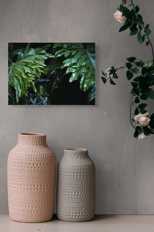 Tablou Canvas, "Frumusețea frunzelor tropicale verzi", Frunze, Verde, Lucioase, Umbre, Vegetație, Textură, Tropice, Natură, Profunditate., 54 x 39 cm – poza 8