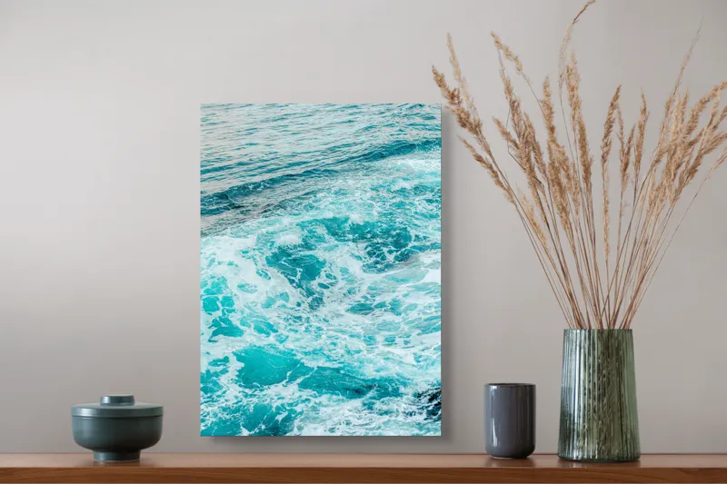 Tablou Canvas, "Valuri albastre în mișcare continuă", Albastru, Spumă, Valuri, Ocean, Apă, Mișcare, Energia, Marină, 39 x 54 cm – poza 3