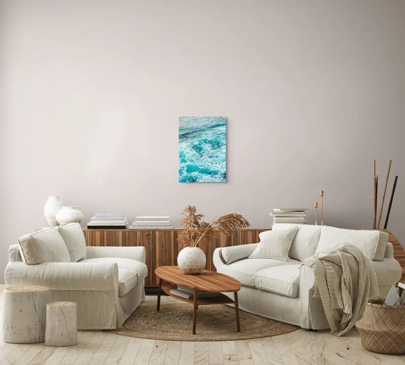 Tablou Canvas, "Valuri albastre în mișcare continuă", Albastru, Spumă, Valuri, Ocean, Apă, Mișcare, Energia, Marină, 39 x 54 cm – poza 5