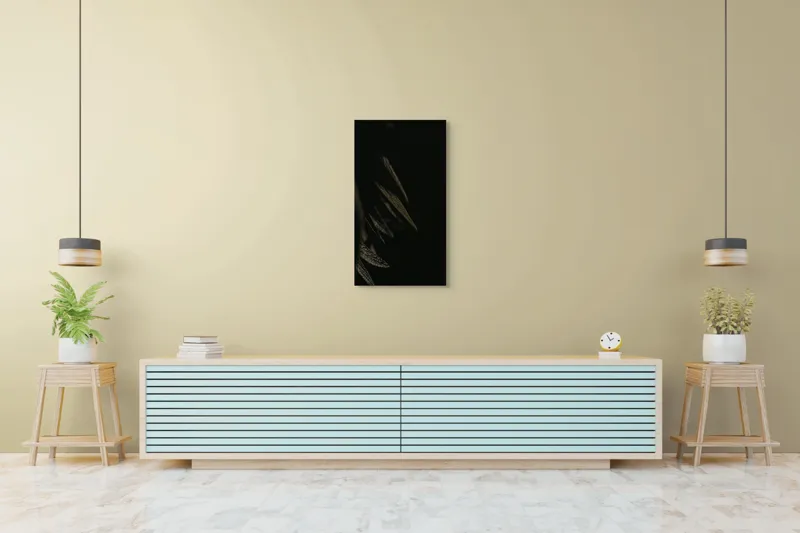 Tablou Canvas, "Frunze în umbra nopții tăcute", Întuneric, Umbre, Frunze, Mister, Textură, Lumină, Contrast, Abstract, 50 x 90 cm – poza 6