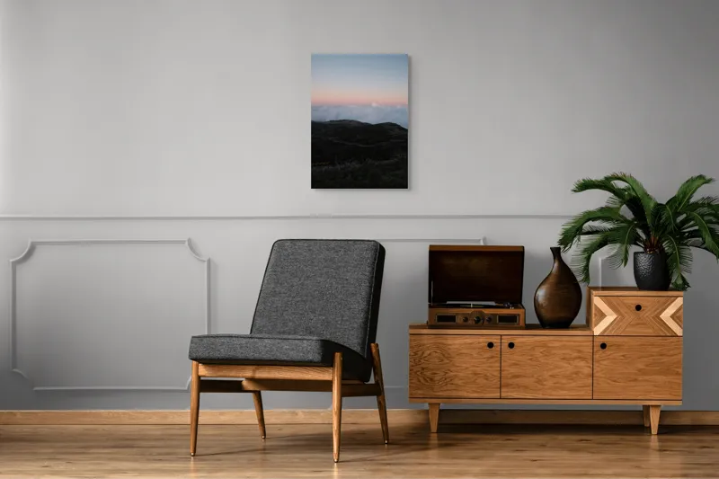 Tablou Canvas, "Drumul spre cer prin munți liniștiți", Nori, Munți, Apus, Drum, Verdeață, Misterios, Orizont, Seninătate, 50 x 70 cm – poza 8