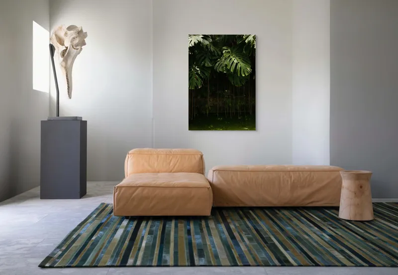 Tablou Canvas, "Monstera în lumina liniștită a pădurii", Frunze, Liane, Umbre, Verde, Jungle, Mister, Tropical, Răcoare, 70 x 100 cm – poza 7