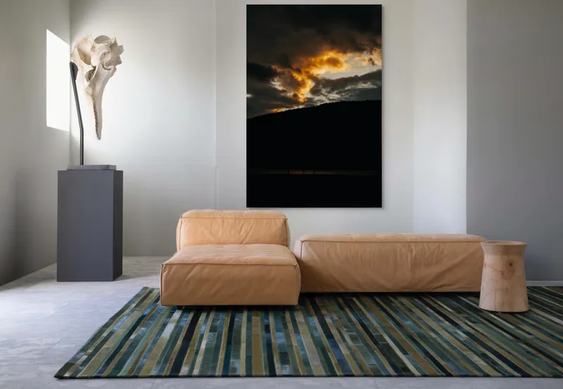 Tablou Canvas, "Lumina apusului printre nori întunecați", Nor, Apus, Siluetă, Lumină, Contrast., 100 x 150 cm – poza 7