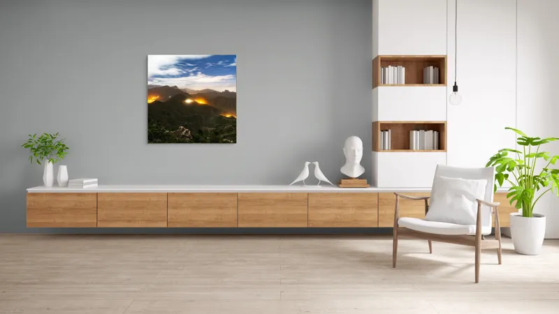 Tablou Canvas, "Misterele montane sub cerul înstelat", Nori, Munți, Lumină, Cer, Peisaj, Noapte, Orizont, Dealuri, 100 x 100 cm – poza 8