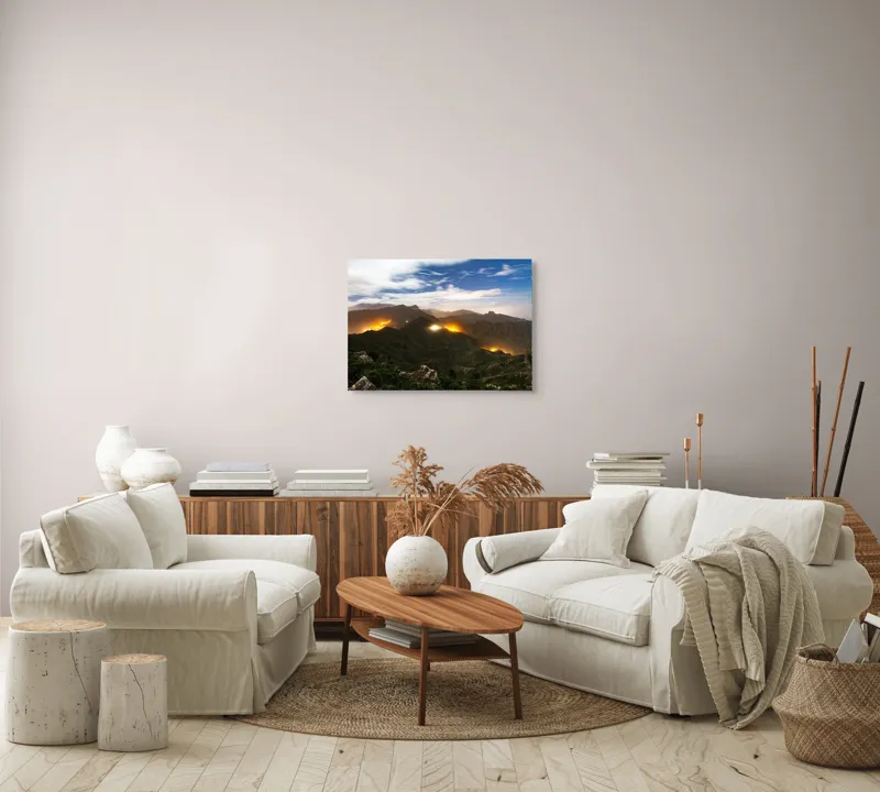 Tablou Canvas, "Misterele montane sub cerul înstelat", Nori, Munți, Lumină, Cer, Peisaj, Noapte, Orizont, Dealuri, 70 x 50 cm – poza 6