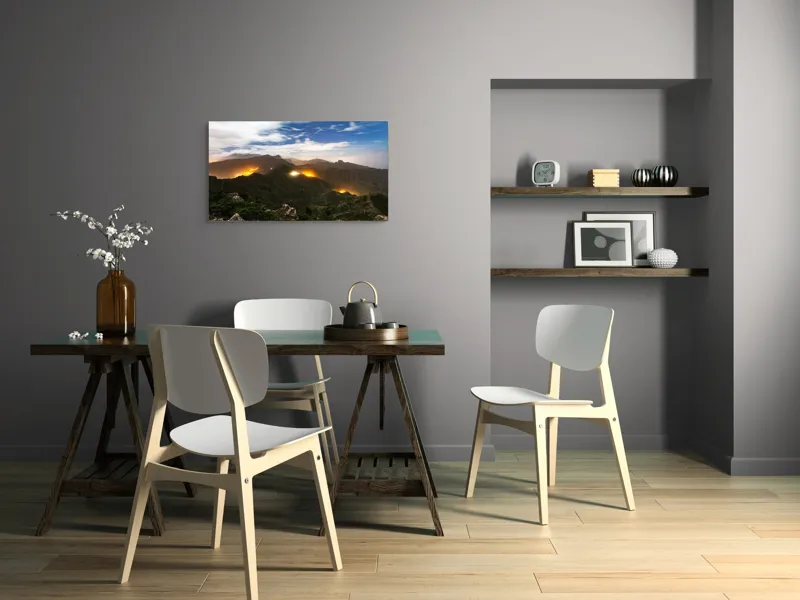 Tablou Canvas, "Misterele montane sub cerul înstelat", Nori, Munți, Lumină, Cer, Peisaj, Noapte, Orizont, Dealuri, 90 x 50 cm – poza 3