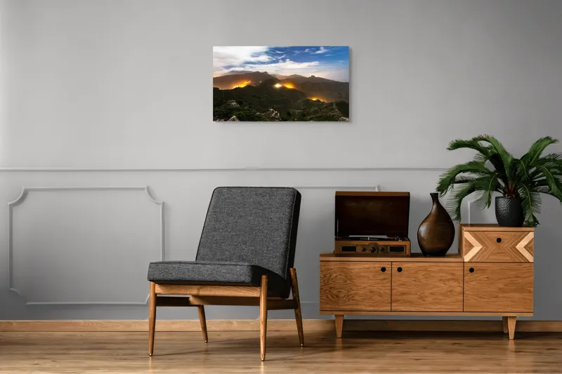 Tablou Canvas, "Misterele montane sub cerul înstelat", Nori, Munți, Lumină, Cer, Peisaj, Noapte, Orizont, Dealuri, 90 x 50 cm – poza 6
