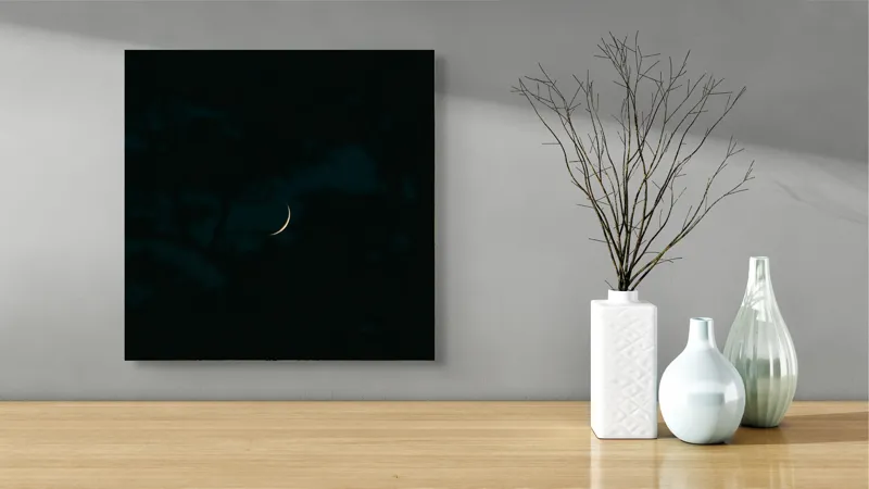 Tablou Canvas, "Semiluna pe cerul adânc al nopții", Crescent, Night, Sky, Darkness, Mystery, 50 x 50 cm – poza 3