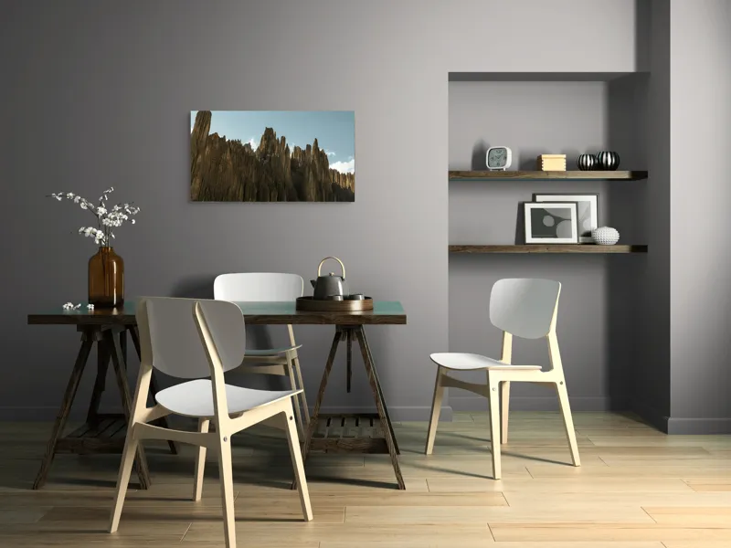 Tablou Canvas, "Piscurile stâncoase sub cer albastru", Scut, Creste, Ascuțite, Spectaculoase, Impunătoare, Naturale, Magnifice, Stâncoase, Majestuoase, Tăcute, 90 x 50 cm – poza 3