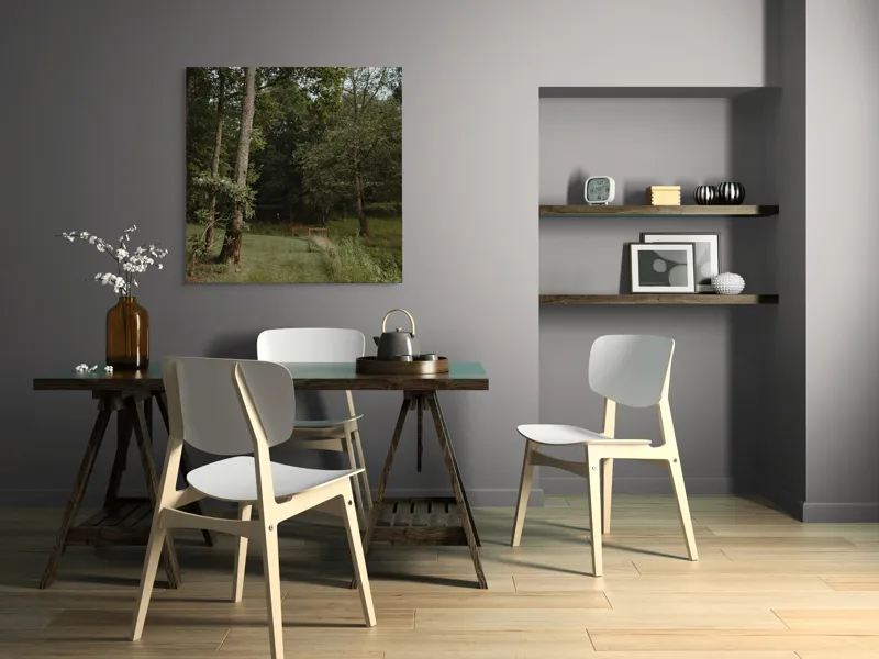 Tablou Canvas, "Aleile liniștite ale pădurii verzi", Copaci, Iarbă, Poieniță, Natură, Liniște, Verdeață, Pemperament., 100 x 100 cm – poza 6