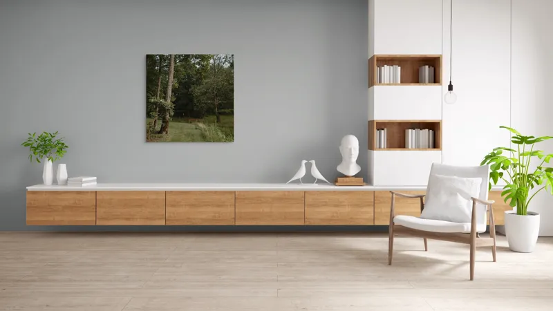 Tablou Canvas, "Aleile liniștite ale pădurii verzi", Copaci, Iarbă, Poieniță, Natură, Liniște, Verdeață, Pemperament., 100 x 100 cm – poza 8
