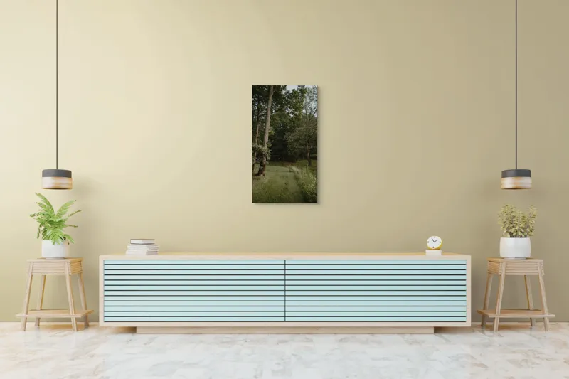 Tablou Canvas, "Aleile liniștite ale pădurii verzi", Copaci, Iarbă, Poieniță, Natură, Liniște, Verdeață, Pemperament., 50 x 90 cm – poza 6