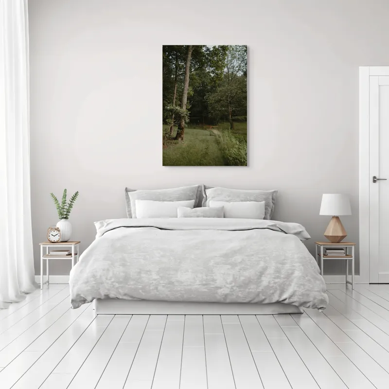 Tablou Canvas, "Aleile liniștite ale pădurii verzi", Copaci, Iarbă, Poieniță, Natură, Liniște, Verdeață, Pemperament., 70 x 100 cm – poza 3