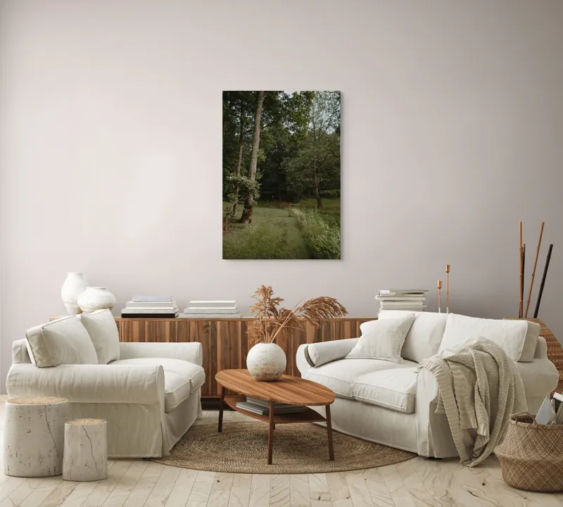Tablou Canvas, "Aleile liniștite ale pădurii verzi", Copaci, Iarbă, Poieniță, Natură, Liniște, Verdeață, Pemperament., 70 x 100 cm – poza 4