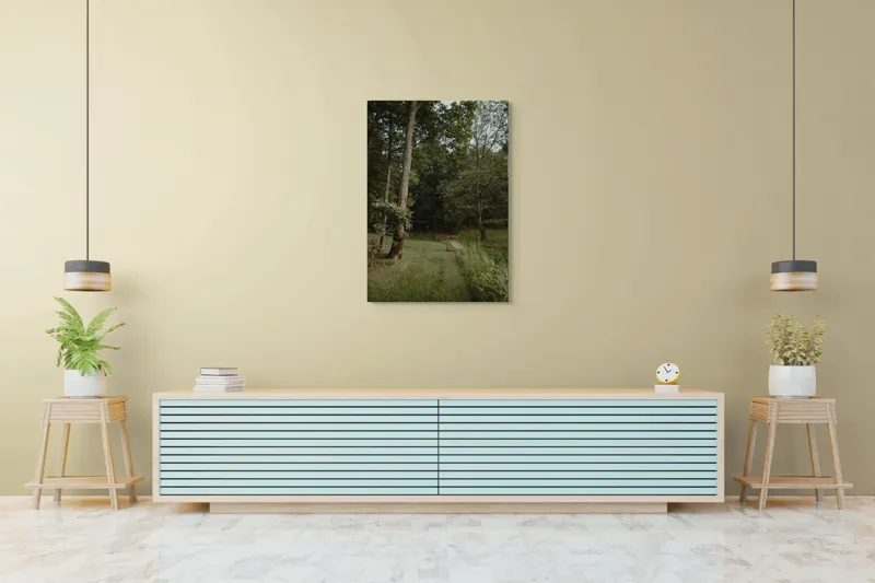Tablou Canvas, "Aleile liniștite ale pădurii verzi", Copaci, Iarbă, Poieniță, Natură, Liniște, Verdeață, Pemperament., 70 x 100 cm – poza 5