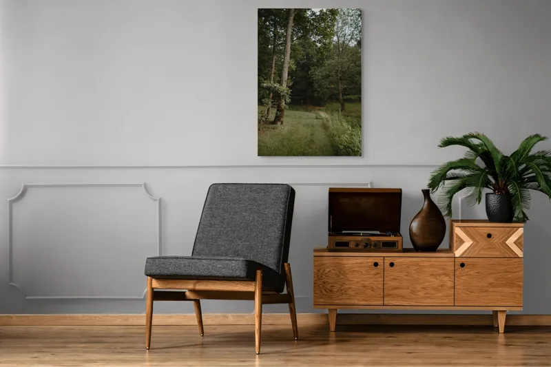 Tablou Canvas, "Aleile liniștite ale pădurii verzi", Copaci, Iarbă, Poieniță, Natură, Liniște, Verdeață, Pemperament., 70 x 100 cm – poza 6