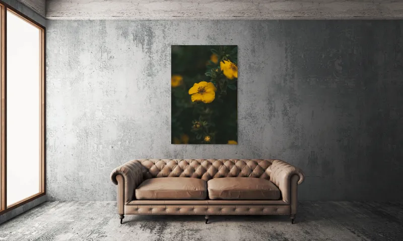 Tablou Canvas, "Floare galbenă în lumina înserării", Floare, Galbenă, Înflorită, Natură, Frunziș, Contrast, Delicat, Înviorător, 100 x 150 cm – poza 6