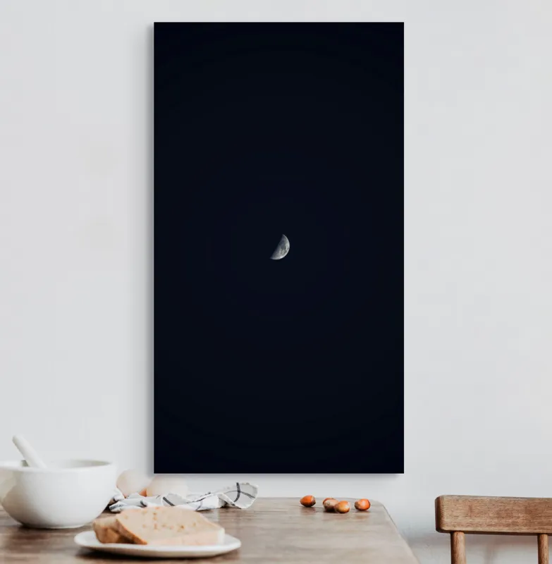Tablou Canvas, "Luna în misterul nopții adânci", Mister, Noapte, Lună, Tăcere, Infinit, Lumină, Cer, Pace, 50 x 90 cm – poza 3