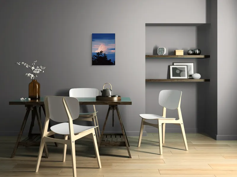 Tablou Canvas, "Pădurea sub cerul în apus", Cer, Nori, Amurg, Culori, Siluetă, Copaci, Natură, Lumină, 39 x 54 cm – poza 7