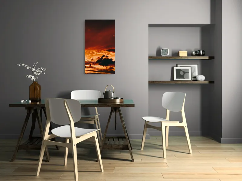Tablou Canvas, "Cerul în flăcări la apus.", Cer, Foc, Nor, Apus, Dramatic, Intens, Înfocat, Strălucire, 50 x 90 cm – poza 4