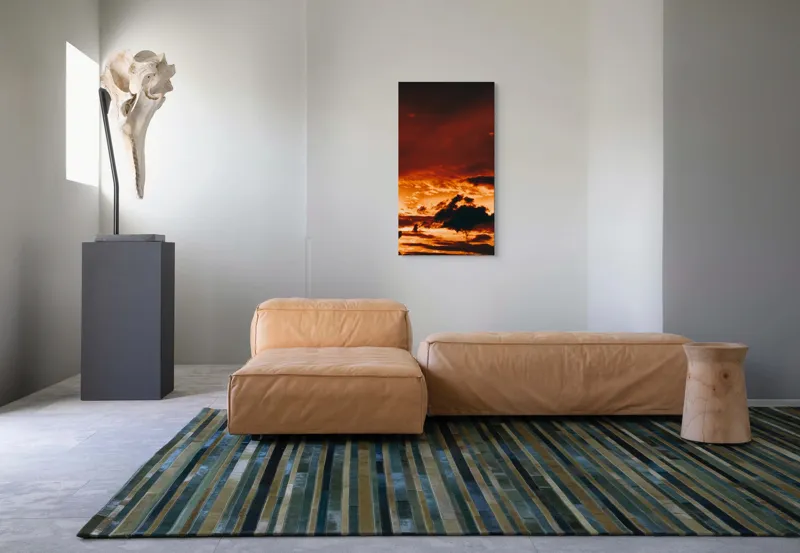 Tablou Canvas, "Cerul în flăcări la apus.", Cer, Foc, Nor, Apus, Dramatic, Intens, Înfocat, Strălucire, 50 x 90 cm – poza 5
