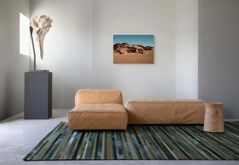 Tablou Canvas, "Roci solitare în pustiu nesfârșit", Piatră, Nisip, Dune, Cer, Pustiu, Valuri, Uscat, Cald, Natură, Peisaj, 70 x 50 cm – poza 8