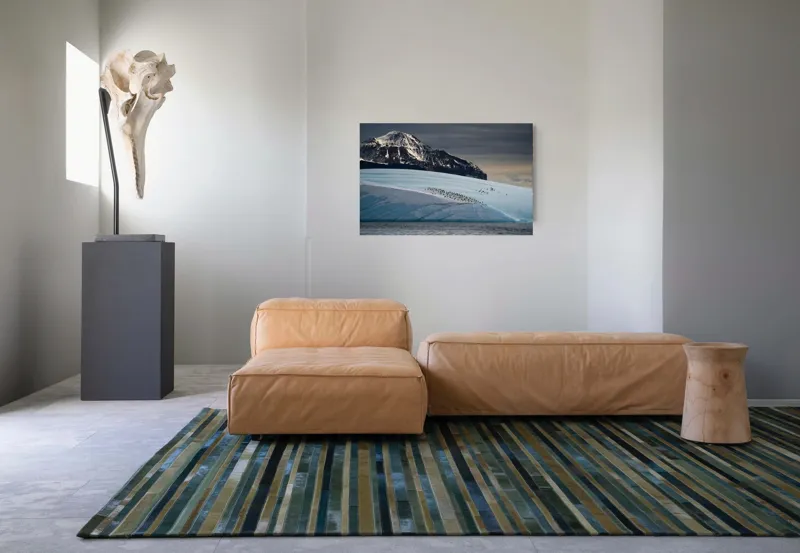 Tablou Canvas, "Pinguinii pe ghețarul albastru din larg", Munte, Ghețar, Pinguini, Cer Noros, Ocean, Gheață, Peisaj, Natură, Liniște, Frig, 90 x 50 cm – poza 8