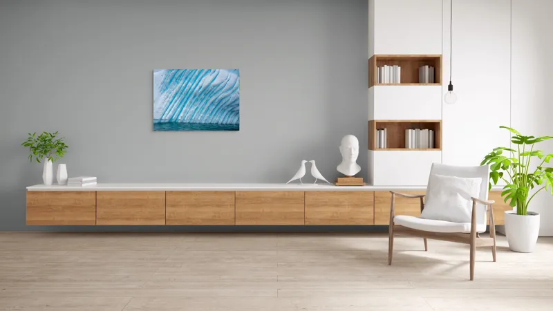 Tablou Canvas, "Gheață sculptată de valuri albastre", Gheață, Albastru, Textură, Unduire, Ocean, Rece, Natură, Impresionant, Calm, Polar, 100 x 70 cm – poza 6