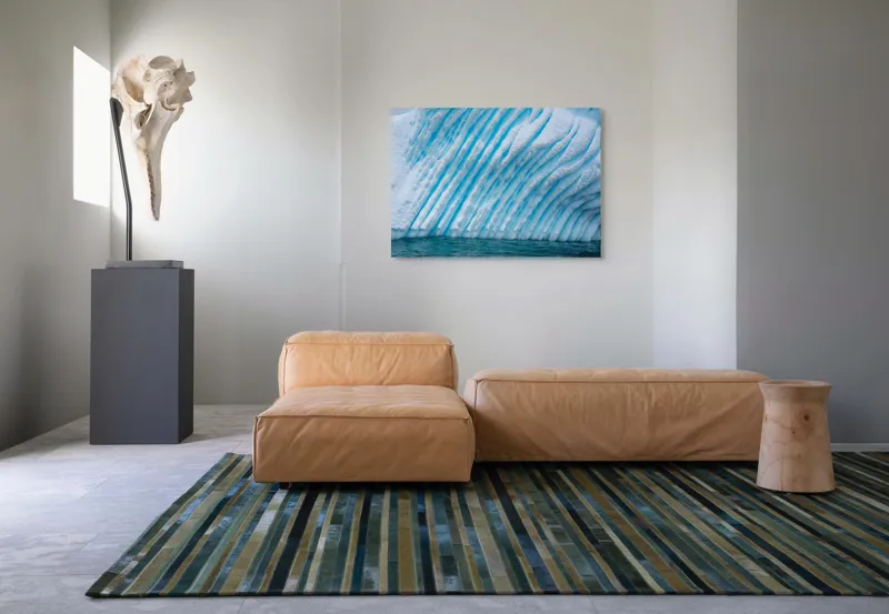 Tablou Canvas, "Gheață sculptată de valuri albastre", Gheață, Albastru, Textură, Unduire, Ocean, Rece, Natură, Impresionant, Calm, Polar, 100 x 70 cm – poza 7