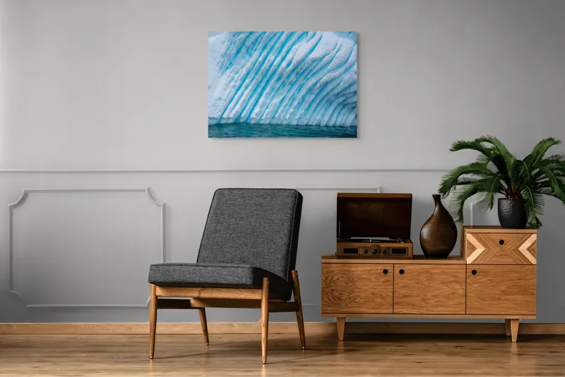 Tablou Canvas, "Gheață sculptată de valuri albastre", Gheață, Albastru, Textură, Unduire, Ocean, Rece, Natură, Impresionant, Calm, Polar, 100 x 70 cm – poza 8