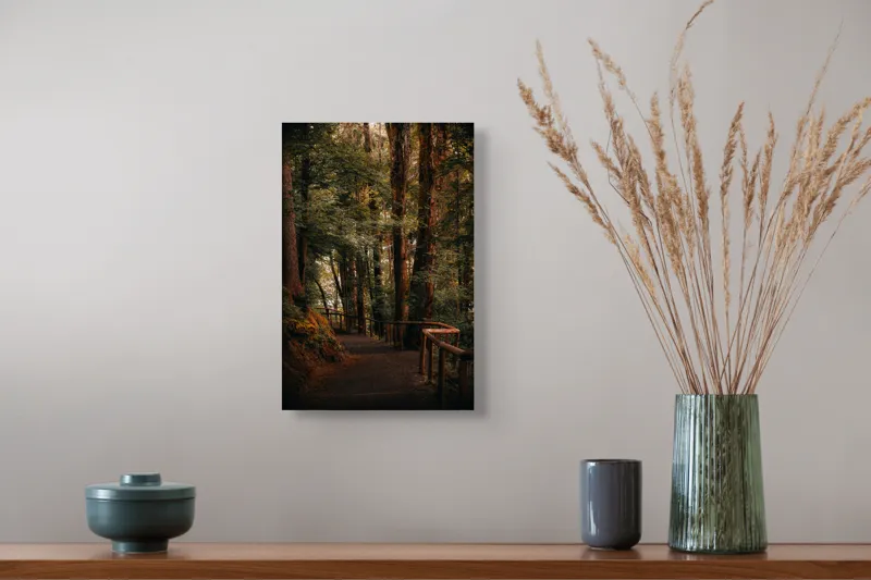 Tablou Canvas, "Poteca liniștită printre arborii înalți", Copaci, Alee, Frunze, Răcoare, Natură, Umbră, Traseu, Mister, Liniște, Aventură, 26 x 39 cm – poza 5