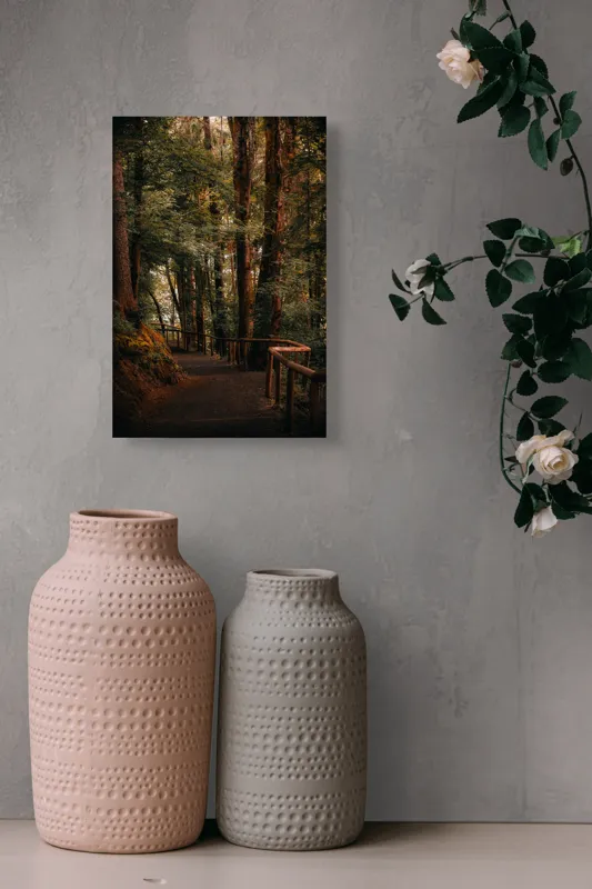 Tablou Canvas, "Poteca liniștită printre arborii înalți", Copaci, Alee, Frunze, Răcoare, Natură, Umbră, Traseu, Mister, Liniște, Aventură, 26 x 39 cm – poza 6