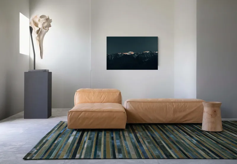 Tablou Canvas, "Muntele luminat de apusul soarelui", Munți, Vârfuri, Zăpadă, Apus, Întuneric, 90 x 50 cm – poza 8