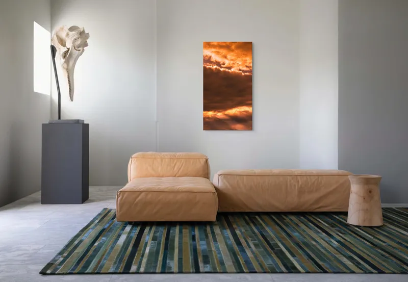Tablou Canvas, "Cerul în amurgul de foc", Nori, Apus, Portocaliu, Cer, Lumină, 50 x 90 cm – poza 5
