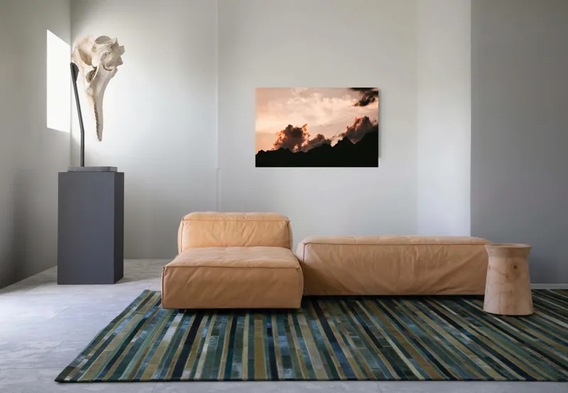 Tablou Canvas, "Nori aprinși peste vârfuri de munte", Nor, Cer, Siluetă, Amurg, Crepuscul, Vârf, Lumină, Dramatic, Peisaj, Frumusețe, 90 x 50 cm – poza 8