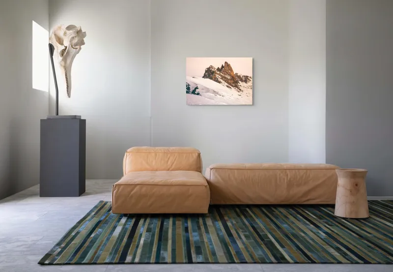 Tablou Canvas, "Munți înzăpeziți sub apus rozaliu", Pictură, Frumusețe, Măreție, Munți, Ninsoare, Majestuos, Peisaj, Tranquilitate, Splendoare, Natură, 70 x 50 cm – poza 8