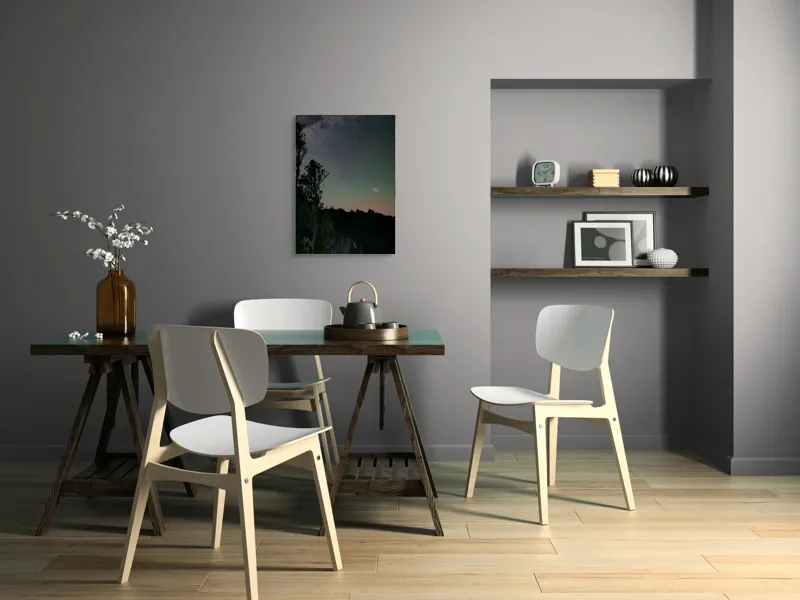 Tablou Canvas, "Cerul înstelat peste pădurea tăcută", Cer, Stele, Siluete, Copaci, Lumină, Noapte, Natură, Peisaj, Seninătate, Univers, 50 x 70 cm – poza 5