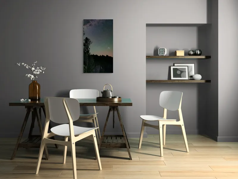 Tablou Canvas, "Cerul înstelat peste pădurea tăcută", Cer, Stele, Siluete, Copaci, Lumină, Noapte, Natură, Peisaj, Seninătate, Univers, 50 x 90 cm – poza 4