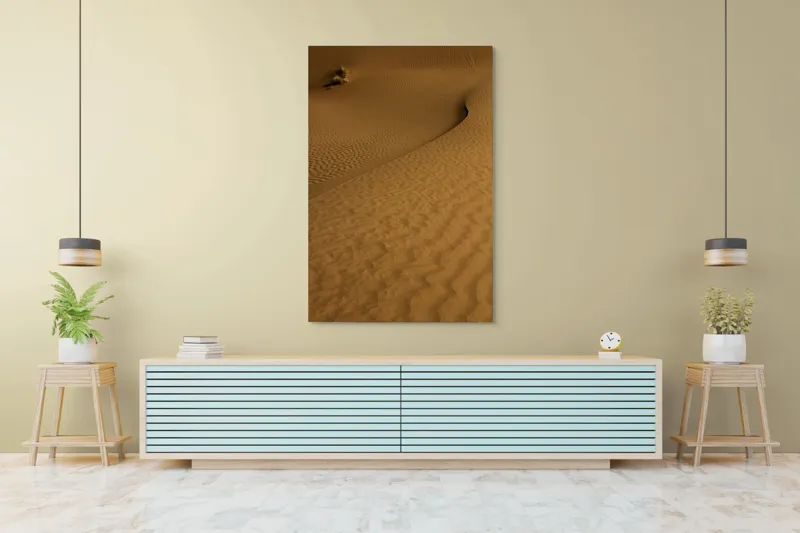 Tablou Canvas, "Ondele de nisip în deșertul vast", Deșert, Nisip, Dune, Valuri, Solitudine, Ariditate, Natură, Linie, Peisaj, Serenitate, 100 x 150 cm – poza 4