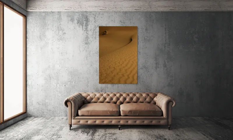 Tablou Canvas, "Ondele de nisip în deșertul vast", Deșert, Nisip, Dune, Valuri, Solitudine, Ariditate, Natură, Linie, Peisaj, Serenitate, 100 x 150 cm – poza 6