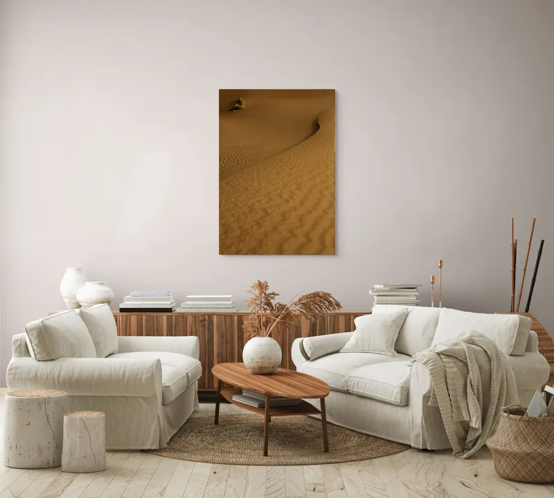 Tablou Canvas, "Ondele de nisip în deșertul vast", Deșert, Nisip, Dune, Valuri, Solitudine, Ariditate, Natură, Linie, Peisaj, Serenitate, 70 x 100 cm – poza 4