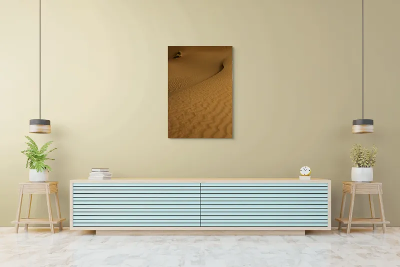 Tablou Canvas, "Ondele de nisip în deșertul vast", Deșert, Nisip, Dune, Valuri, Solitudine, Ariditate, Natură, Linie, Peisaj, Serenitate, 70 x 100 cm – poza 5