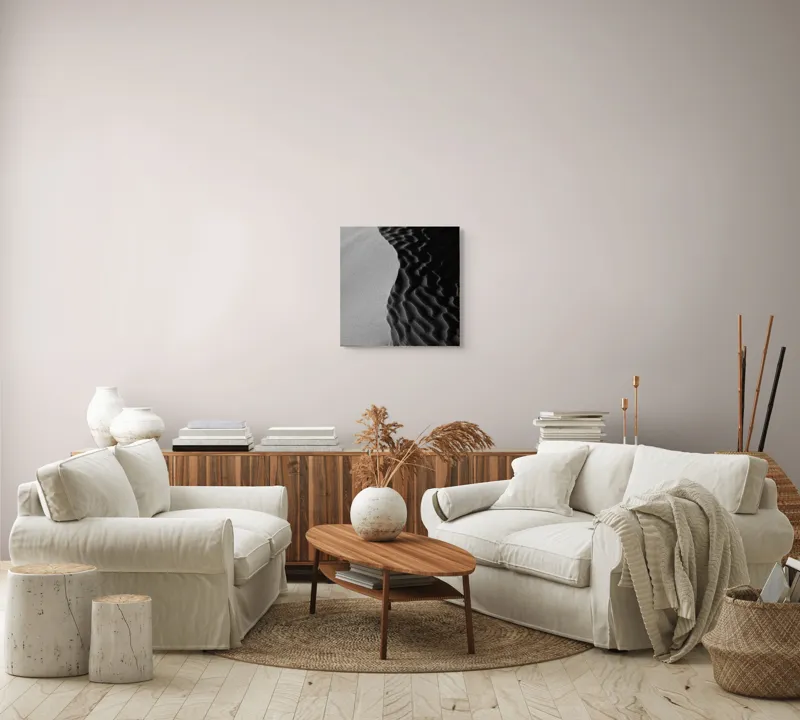 Tablou Canvas, "Lumini și umbre pe dunele desertului", Ondulare, Textură, Contrast, Dune, Umbră, Nisip, Lumină, Forme, Naturalețe, Sinuozitate, 50 x 50 cm – poza 7