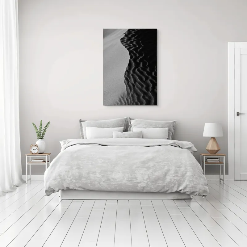 Tablou Canvas, "Lumini și umbre pe dunele desertului", Ondulare, Textură, Contrast, Dune, Umbră, Nisip, Lumină, Forme, Naturalețe, Sinuozitate, 70 x 100 cm – poza 3